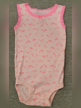 Sleeveless Bodysuit Onesie Tank Top Style Animal Print Lace Trim
